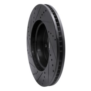 Land Rover LR3 Brake Rotor (1) - Front Right - R1 Concepts - Drilled & Slotted - Black - `05-`07